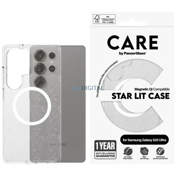 CARE by PanzerGlass Flagship Urban Combat StarLight fehér QI tok Samsung Galaxy S25 Ultra Trans készülékhez