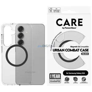 PanzerGlass Flagship Urban Combat Black QI MagSafe-kompatibilis tok Samsung Galaxy S25 - átlátszó