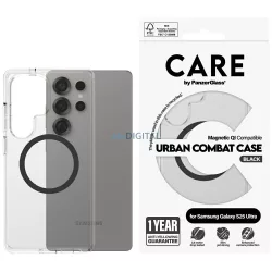   PanzerGlass Flagship Urban Combat Black QI MagSafe-kompatibilis tok Samsung Galaxy S25 Ultra - átlátszó