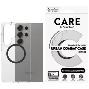 PanzerGlass Flagship Urban Combat Black QI MagSafe-kompatibilis tok Samsung Galaxy S25 Ultra - átlátszó