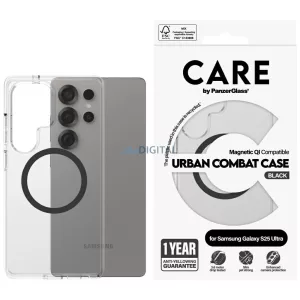 PanzerGlass Flagship Urban Combat Black QI MagSafe-kompatibilis tok Samsung Galaxy S25 Ultra - átlátszó