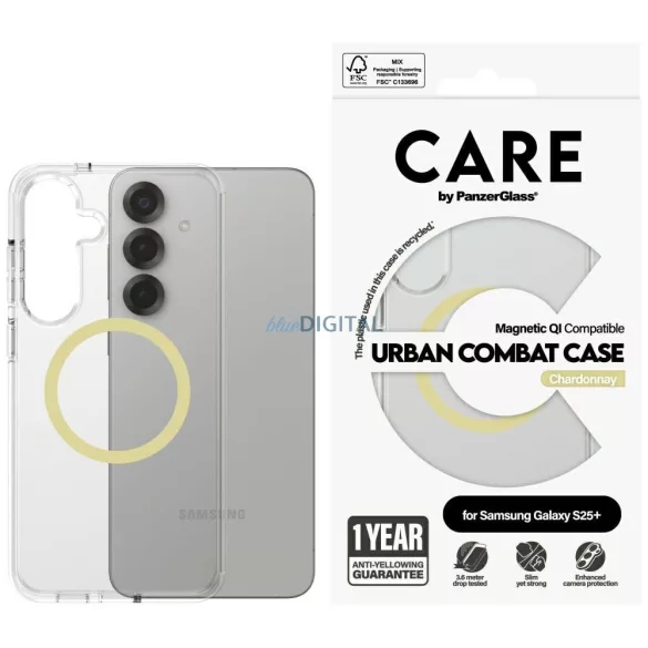 PanzerGlass Flagship Urban Combat Chardonnay QI MagSafe-kompatibilis tok Samsung Galaxy S25 Plus - átlátszó