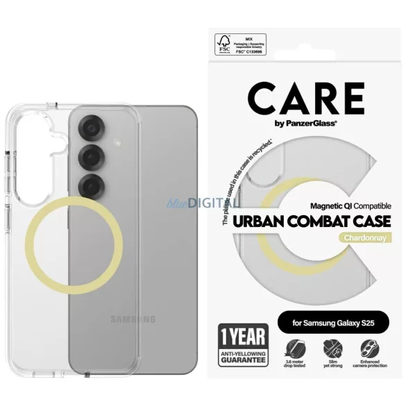 PanzerGlass Flagship Urban Combat Chardonnay QI MagSafe-kompatibilis tok Samsung Galaxy S25 - átlátszó