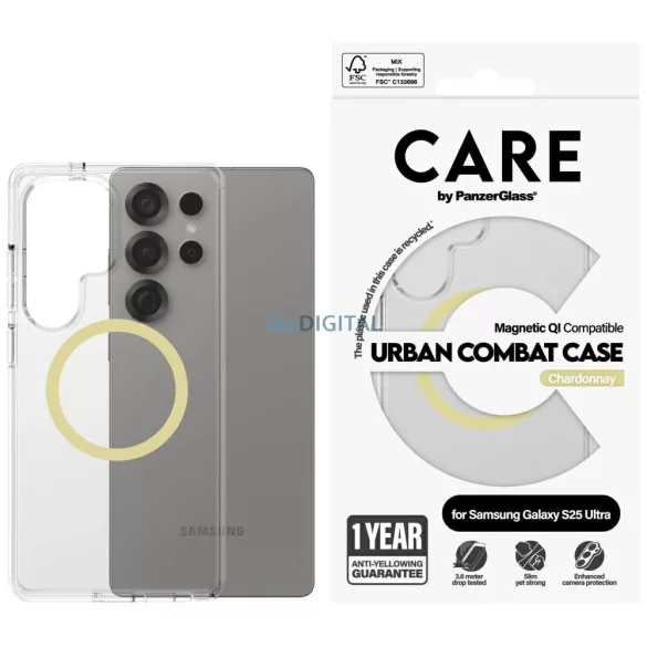 PanzerGlass Flagship Urban Combat Chardonnay QI MagSafe-kompatibilis tok Samsung Galaxy S25 Ultra - átlátszó