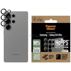PanzerGlass Hoops Lens Protector edzett üveg kamera lencse védő fólia fekete szegéllyel Samsung Galaxy S25 Ultra