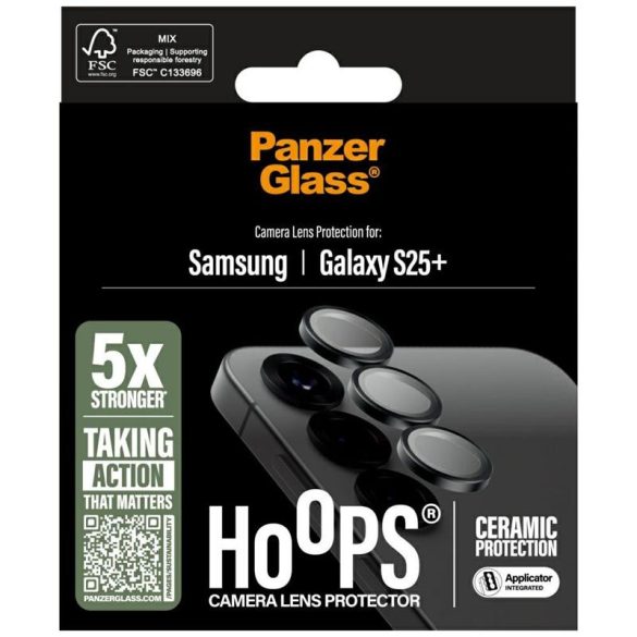 PanzerGlass Hoops Lens Protector kerámia üveg kamera lencse védő fólia fekete szegéllyel Samsung Galaxy S25 Plus