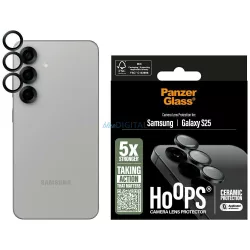   PanzerGlass Hoops Lens Protector kerámia üveg kamera lencse védő fólia fekete szegéllyel Samsung Galaxy S25