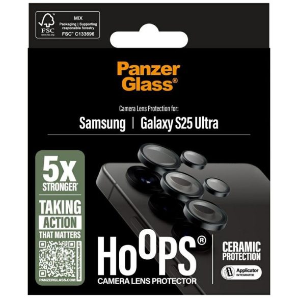 PanzerGlass Hoops Lens Protector kerámia üveg kamera lencse védő fólia fekete szegéllyel Samsung Galaxy S25 Ultra
