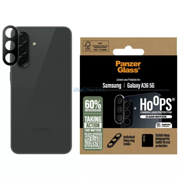 Tempered glass for lens PanzerGlass Hoops Lens Protector for Samsung Galaxy A36 5G transparent