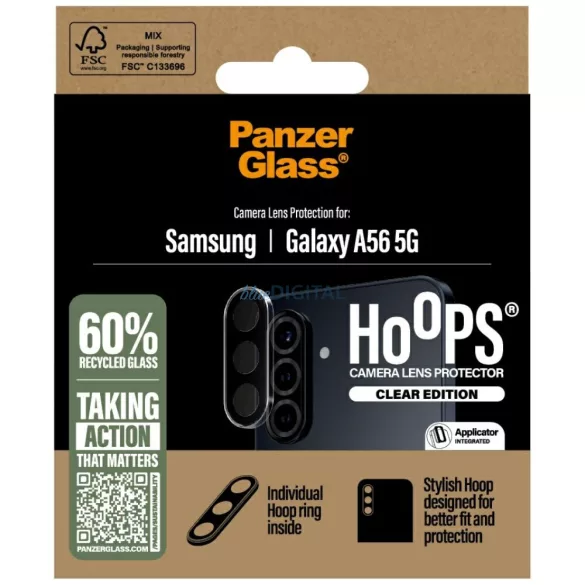 Tempered Glass for Lens PanzerGlass Hoops Lens Protector for Samsung Galaxy A56 5G transparent
