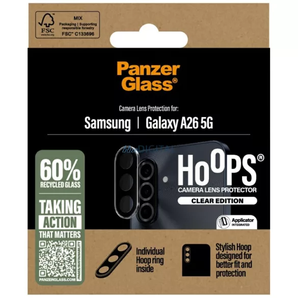 Tempered glass for lens PanzerGlass Hoops Lens Protector for Samsung Galaxy A26 5G transparent