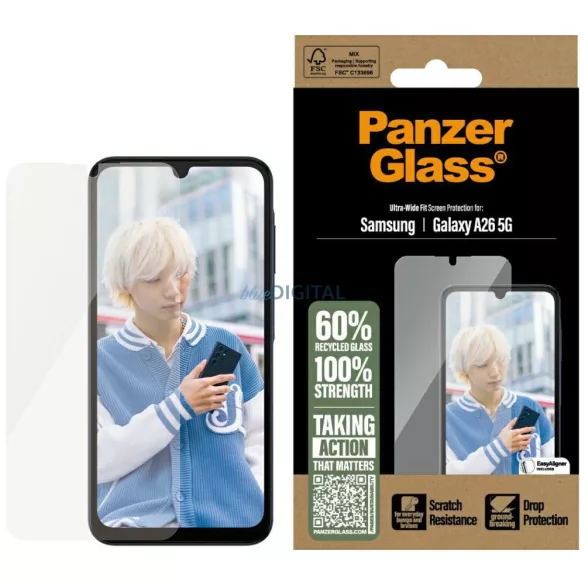 Tempered Glass PanzerGlass Ultra-Wide Fit for Samsung Galaxy A26 5G
