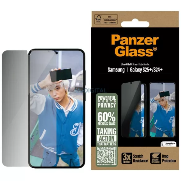 PanzerGlass betekintésvédett edzett üveg kijelzővédő Samsung Galaxy S25 Plus