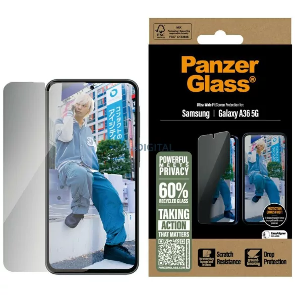PanzerGlass Ultra-Wide Fit magánéletet védő üveg Samsung Galaxy A36 5G