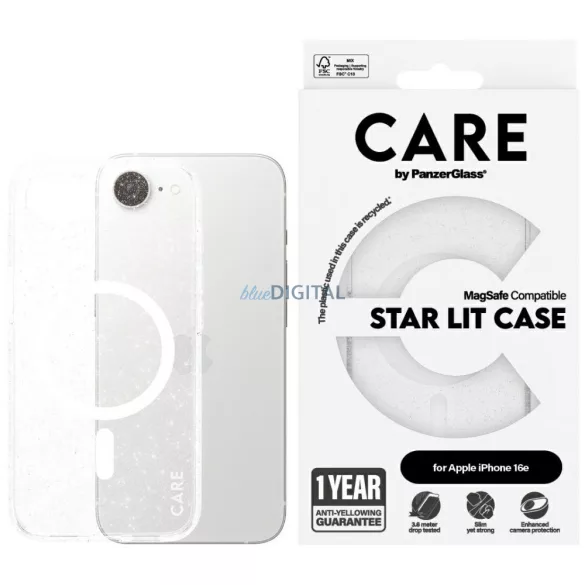 CARE by PanzerGlass Flagship Urban Combat StarLight fehér MagSafe tok az iPhone 16e, átlátszó