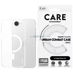   CARE by PanzerGlass Flagship Urban Combat fehér MagSafe tok az iPhone 16e, átlátszó