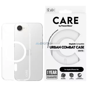 CARE by PanzerGlass Flagship Urban Combat fehér MagSafe tok az iPhone 16e, átlátszó