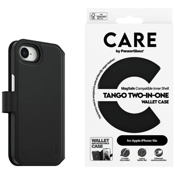 PanzerGlass Feature Tango könyvtok iPhone 16e - fekete