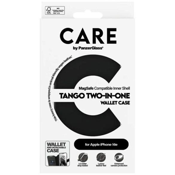 PanzerGlass Feature Tango könyvtok iPhone 16e - fekete