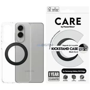 CARE by PanzerGlass Feature fekete tok állvánnyal és QI-támogatással Samsung Galaxy S25 Edge, átlátszó