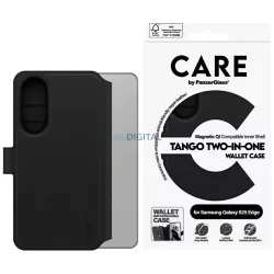   CARE tok PanzerGlass-tól, Tango 2-in-1 Qi-támogatású pénztárcával Samsung Galaxy S25 Edge, fekete
