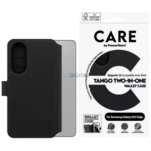 CARE tok PanzerGlass-tól, Tango 2-in-1 Qi-támogatású pénztárcával Samsung Galaxy S25 Edge, fekete