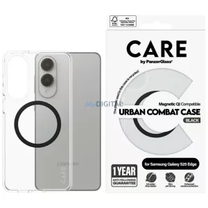 CARE by PanzerGlass Flagship Urban Combat fekete QI tok Samsung Galaxy S25 Edge, átlátszó