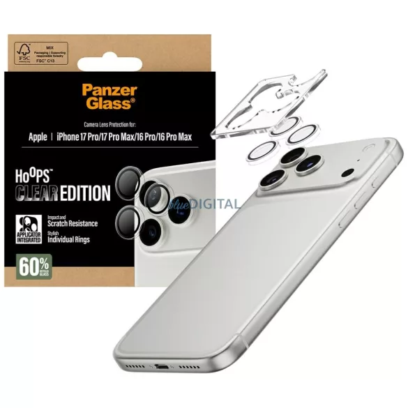 PanzerGlass Hoops edzett üveg lencse képernyővédő iPhone 17 Pro / 17 Pro Max / 16 Pro / 16 Pro / 16