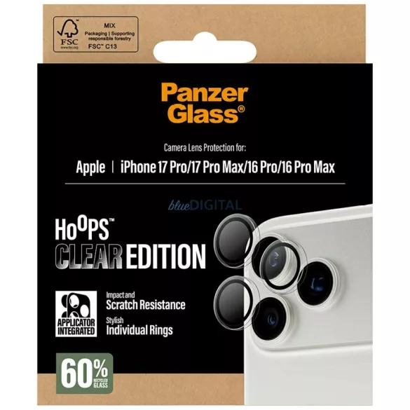 PanzerGlass Hoops edzett üveg lencse képernyővédő iPhone 17 Pro / 17 Pro Max / 16 Pro / 16 Pro / 16