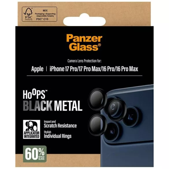 Edzett üveg lencsevédő PanzerGlass Hoops iPhone 17 Pro / 17 Pro Max / 16 Pro / 16 Pro Max készülékhez