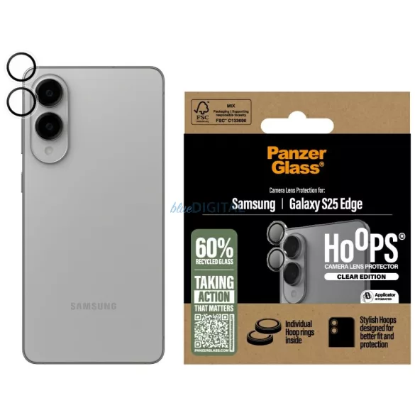 Edzett üvegből készült kameraobjektív-védőfólia (PanzerGlass Hoops) Samsung Galaxy S25 Edge készülékhez – átlátszó