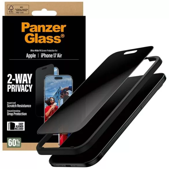 PanzerGlass Ultra-Wide Fit EasyAligner adatvédelmi üveg iPhone Air készülékhez