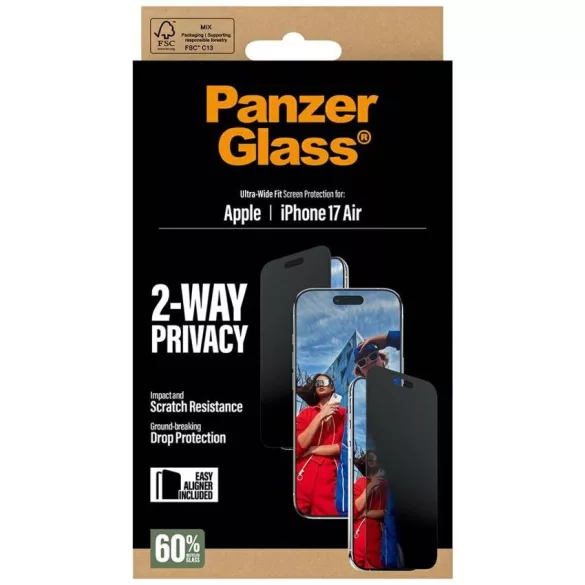 PanzerGlass Ultra-Wide Fit EasyAligner adatvédelmi üveg iPhone Air készülékhez