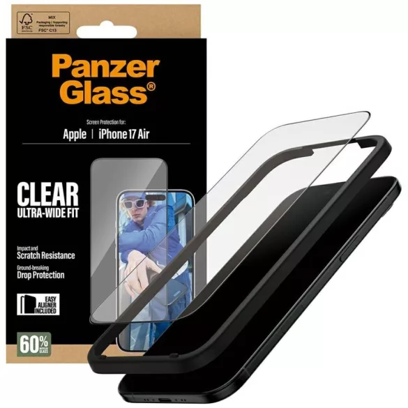 PanzerGlass Ultra-Wide Fit EasyAligner edzett üveg iPhone Air készülékhez