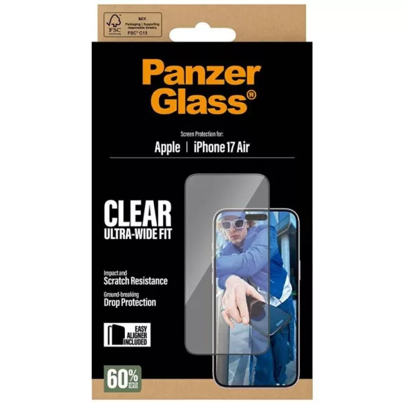 PanzerGlass Ultra-Wide Fit EasyAligner edzett üveg iPhone Air készülékhez