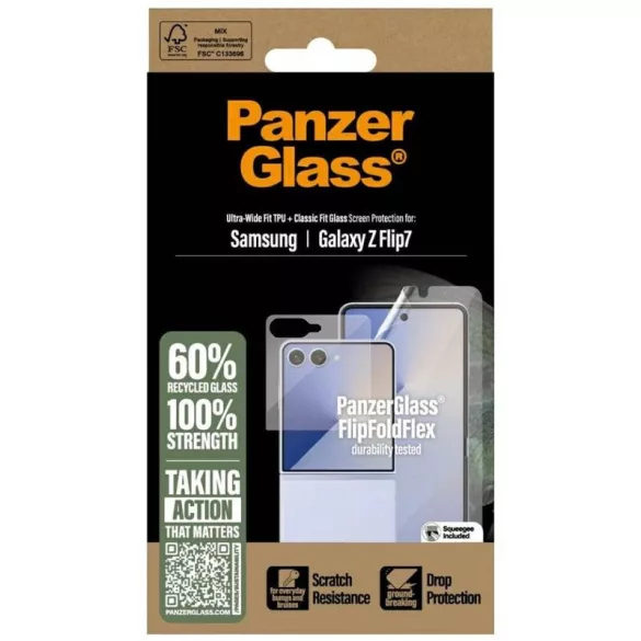 PanzerGlass FlipFoldFlex 2-in-1 edzett üveg front kijelzőre + fólia a fő kijelzőre Samsung Galaxy Z Flip7