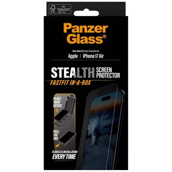 PanzerGlass Stealth Ultra-Wide Fit Fastfit edzett üveg iPhone Air készülékhez