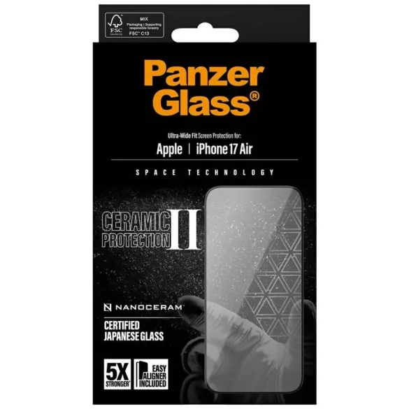 PanzerGlass Ceramic II Ultra-Wide Fit EasyAligner iPhone Air készülékhez
