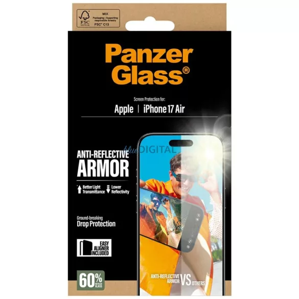 PanzerGlass Armor tükröződésmentes EasyAligner edzett üveg iPhone Air készülékhez