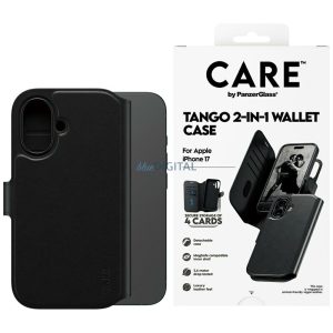 Case CARE by PanzerGlass Feature Tango 2w1 pénztárca tok MagSafe iPhone 17-hoz fekete