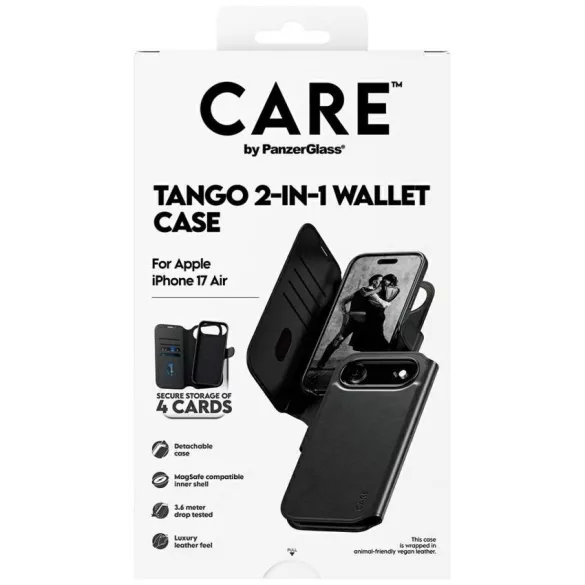 Case CARE by PanzerGlass Feature Tango 2w1 pénztárca tok MagSafe iPhone Airhez fekete