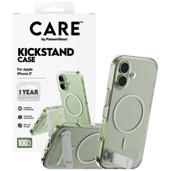 Case CARE by PanzerGlass Feature w. Kickstand MagSafe iPhone-hoz 17 átlátszó