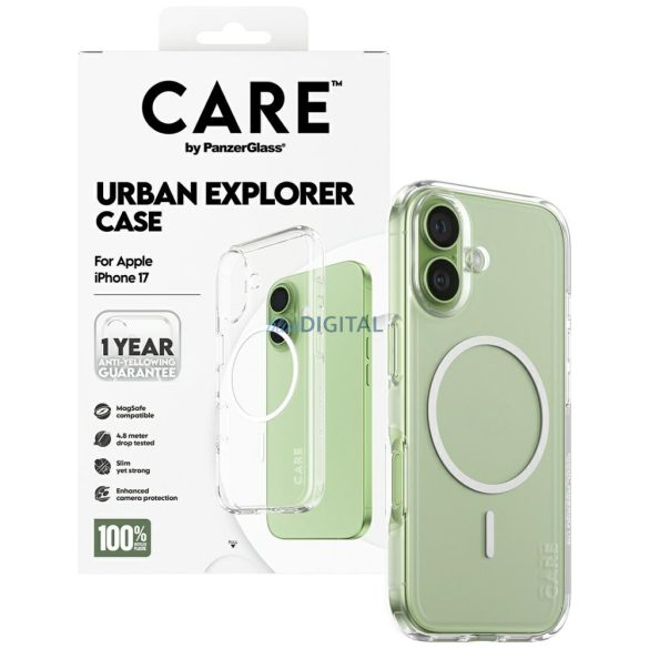 CARE by PanzerGlass zászlóshajó Urban Explorer Case w. White MagSafe iPhone 17-hez Tiszta