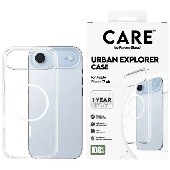 CARE by PanzerGlass zászlóshajó Urban Explorer tok fehér MagSafe-val iPhone Air átlátszóhoz