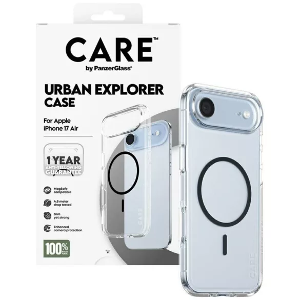 Case CARE by PanzerGlass Flagship Urban Explorer w. Black MagSafe tok iPhone Air átlátszóhoz