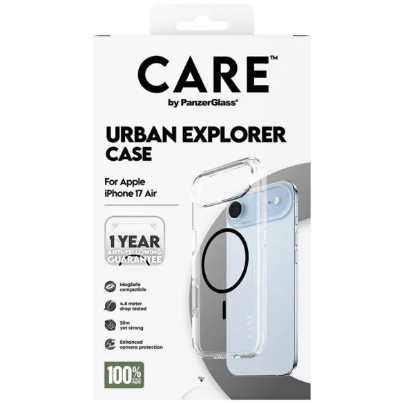 Case CARE by PanzerGlass Flagship Urban Explorer w. Black MagSafe tok iPhone Air átlátszóhoz