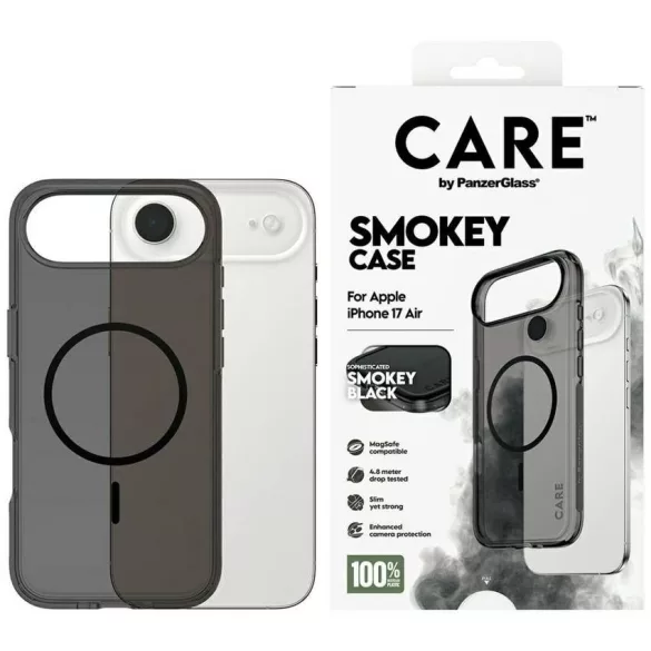 CARE by PanzerGlass Flagship Urban Explorer tok fekete színben MagSafe iPhone Air füstre