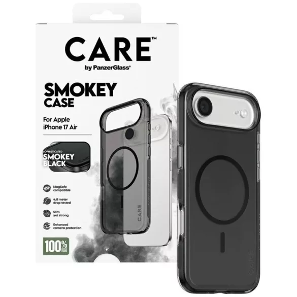 CARE by PanzerGlass Flagship Urban Explorer tok fekete színben MagSafe iPhone Air füstre