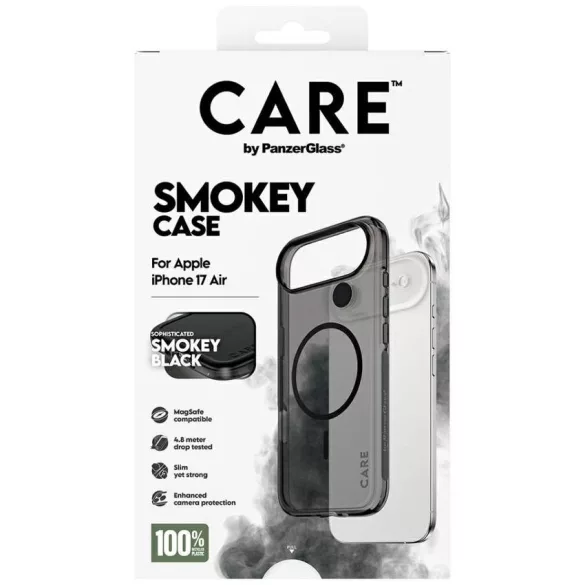 CARE by PanzerGlass Flagship Urban Explorer tok fekete színben MagSafe iPhone Air füstre