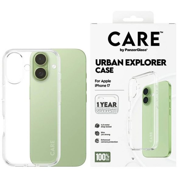 Case CARE by PanzerGlass zászlóshajó Urban Explorer w. átlátszó keret iPhone 17 átlátszó